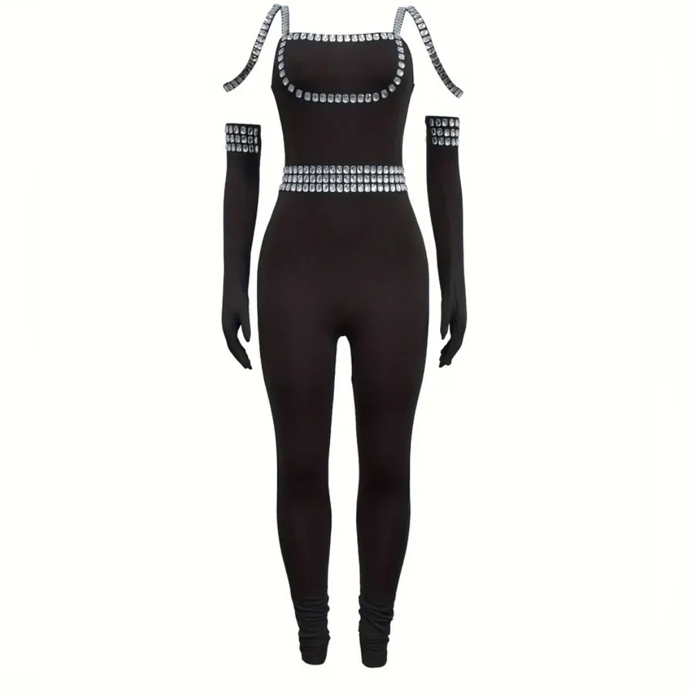 4 FOR $100 - Black Embellished Jumpsuit